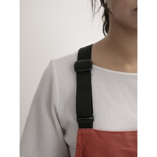 エプロン カラーデニムビブエプロン 無地 オレンジ