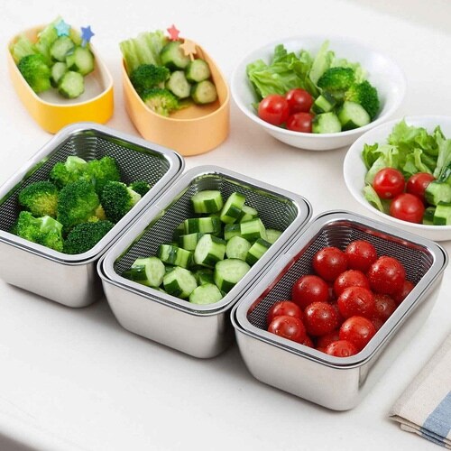 角型バット&ザル9個セット シリコンフタ付き