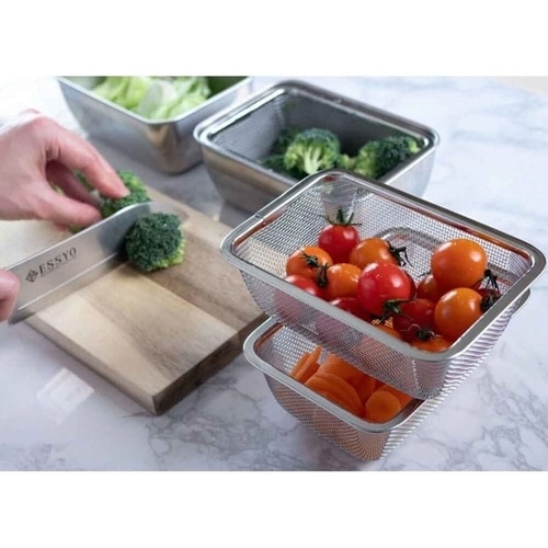 角型バット&ザル9個セット シリコンフタ付き