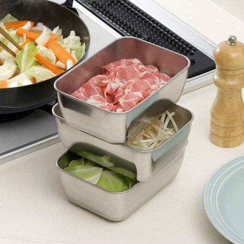 角型バット&ザル9個セット シリコンフタ付き