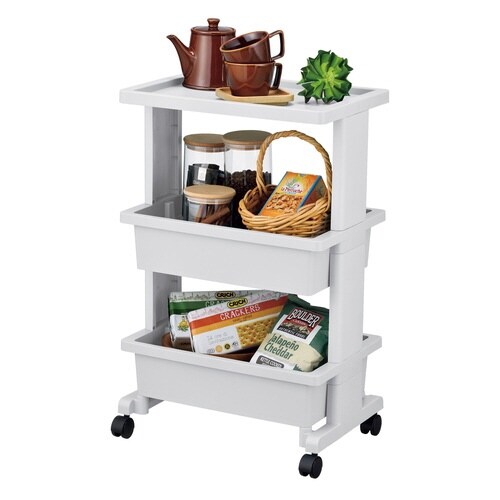 キッチンワゴン テーブルワゴン 3段 ライトグレー