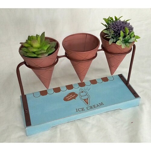 プランター アイスクリーム フラワーポット ブルー