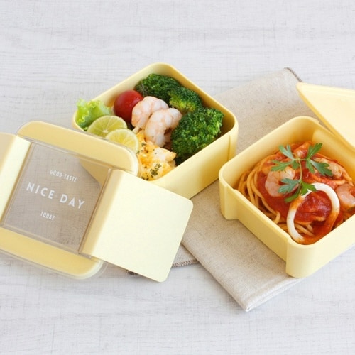 お弁当箱 イージーケアランチスクエア2段 イエロー