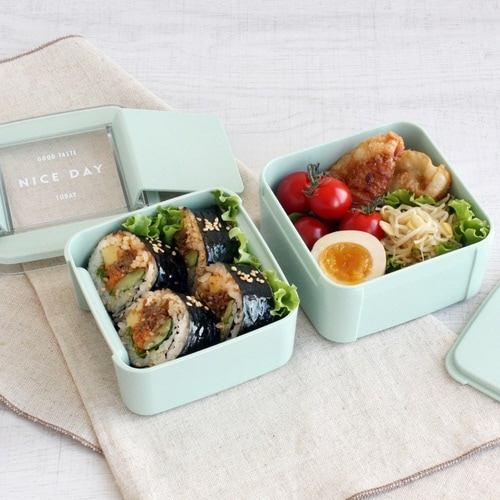 お弁当箱 イージーケアランチスクエア2段 ミント