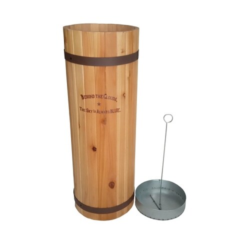 傘立て スリム 円柱 木製 受け皿付き ナチュラル