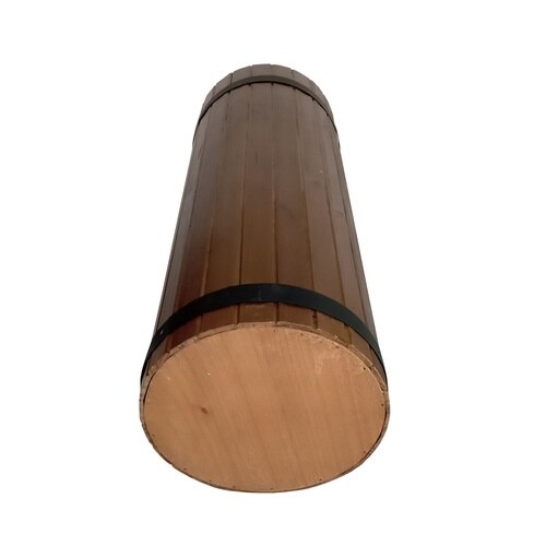 傘立て スリム 円柱 木製 受け皿付き ブラウン