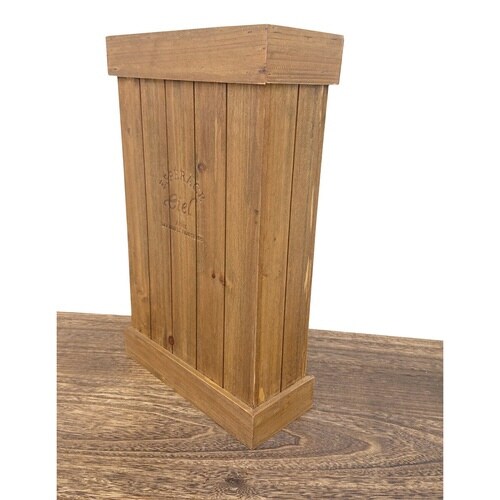 傘立て スリム 木製 受け皿付き ブラウン