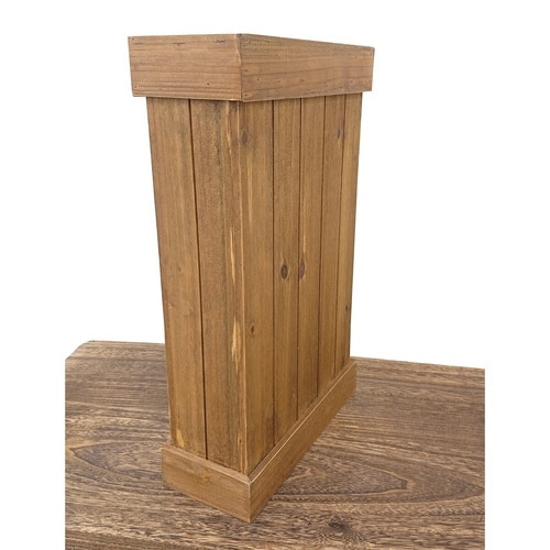 傘立て スリム 木製 受け皿付き ブラウン