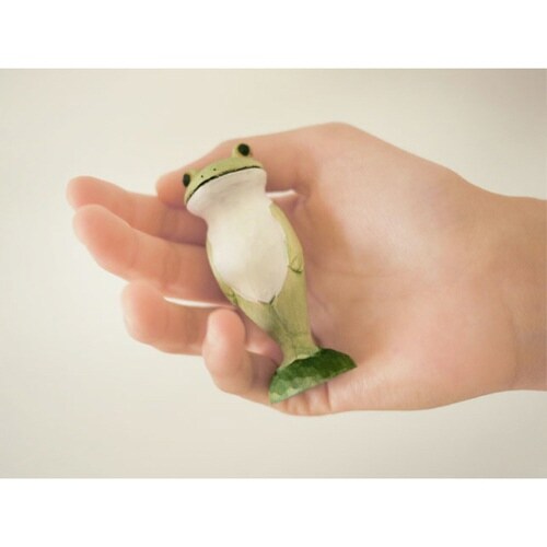 コポー 木製 直立 カエル 置物