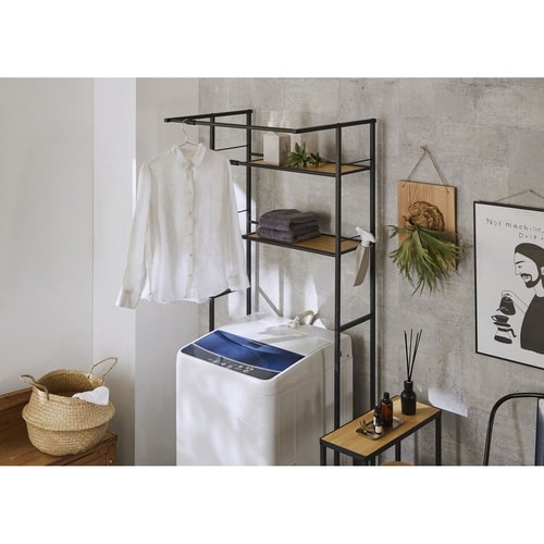 ランドリーラック 洗濯機ラック ブラック