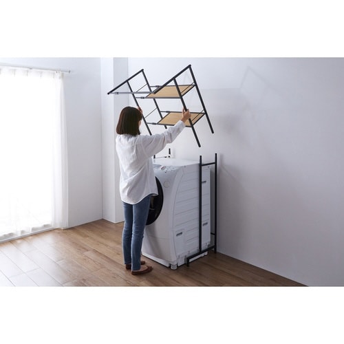 ランドリーラック 洗濯機ラック ブラック