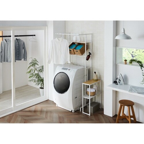 隙間収納 洗面所 洗濯機サイドラック ホワイト