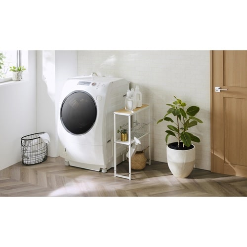 隙間収納 洗面所 洗濯機サイドラック ホワイト