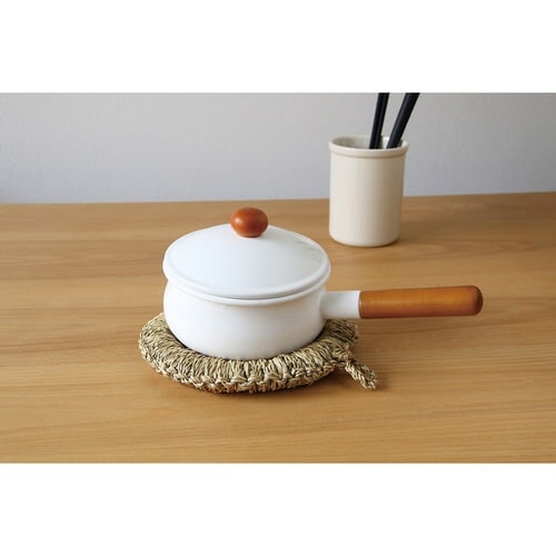 鍋敷き いぐさ 小 18cm 藍花