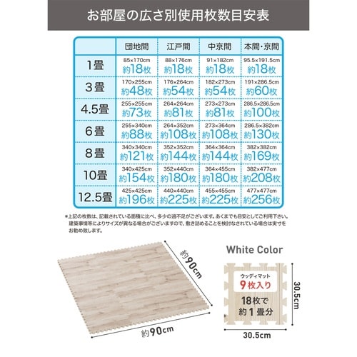 ジョイントマット やわらかウッディマット ホワイト