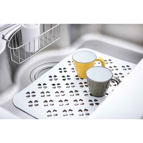 シンクマット シェリー クローバー柄 ホワイト