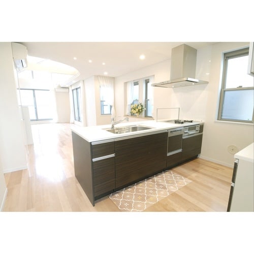 キッチンマット 拭ける 45×120cm タイル