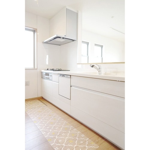 キッチンマット 拭ける 45×240cm タイル