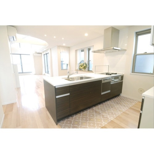 キッチンマット 拭ける 60×240cm タイル