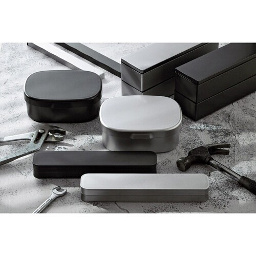 お弁当箱 ワンタッチランチM メタリックブラック