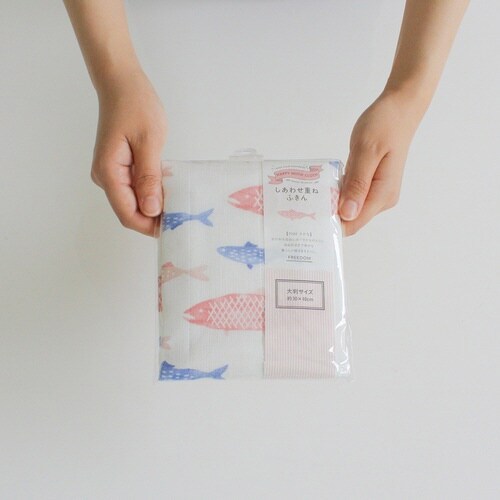 ふきん しあわせ重ねふきん 大判 サカナ