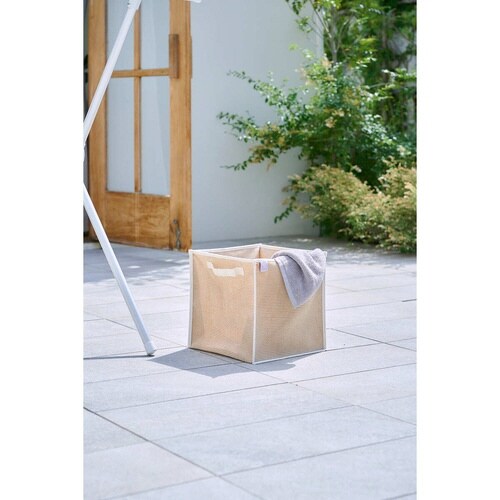 ランドリーバスケット 折りたたみ ベージュ