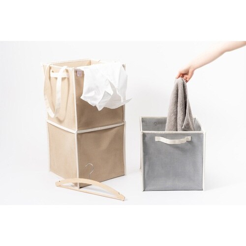 ランドリーバスケット 折りたたみ ベージュ