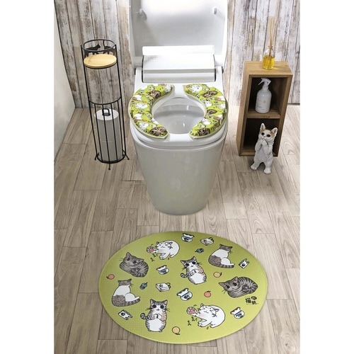 トイレマット 猫 グリーン
