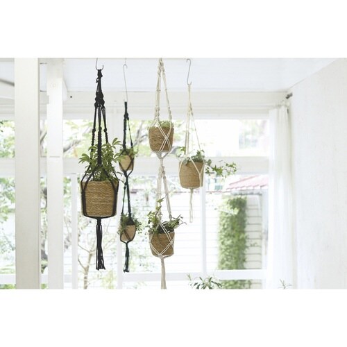 植木鉢 マクラメ ハンギングポット2連 ブラック