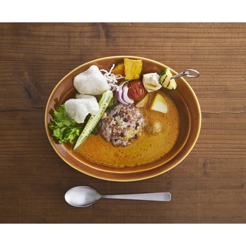 カレー皿 スプーンセット 25cm ブラウン