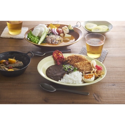 カレー皿 スプーンセット 25cm ブラウン