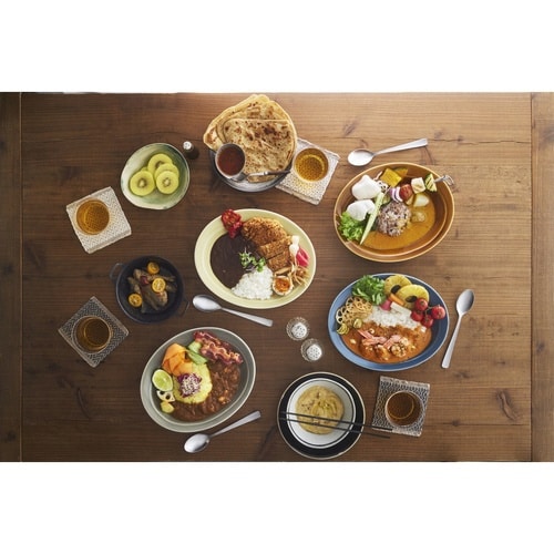 カレー皿 スプーンセット 25cm ブラウン