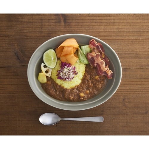 カレー皿 スプーンセット 25cm 逸品窯 グレー