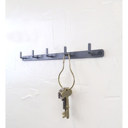 壁掛けフック アイアンフラットフック5連 ブラック