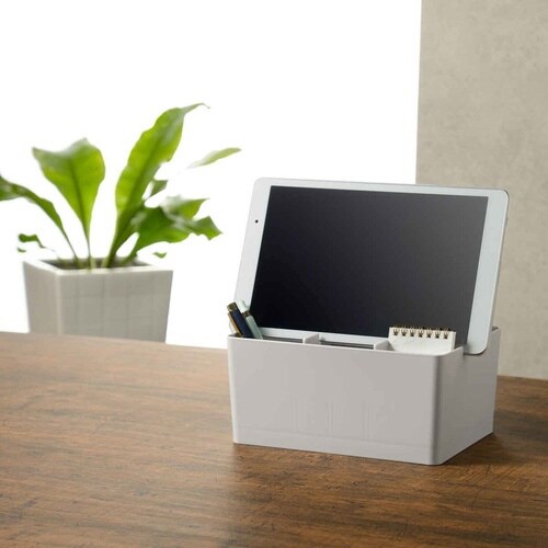 卓上 収納ケース デスクトートミニ ライトグレー