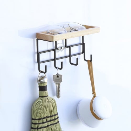 キーフック グルヴィ 4連フック&トレー 木製