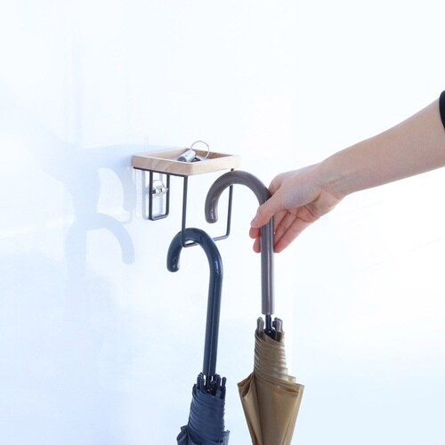 傘掛け グルヴィ 傘ハンガー&トレー 木製