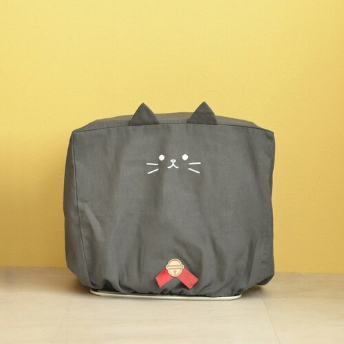 収納袋 猫家電カバー ヒーターカバー クロ