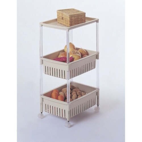 キッチンワゴン ルーチェワゴン 3段 ベージュ