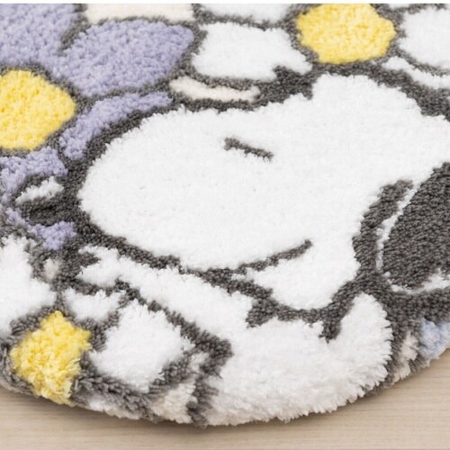 スヌーピー 花いっぱい トイレふたカバー ブルー