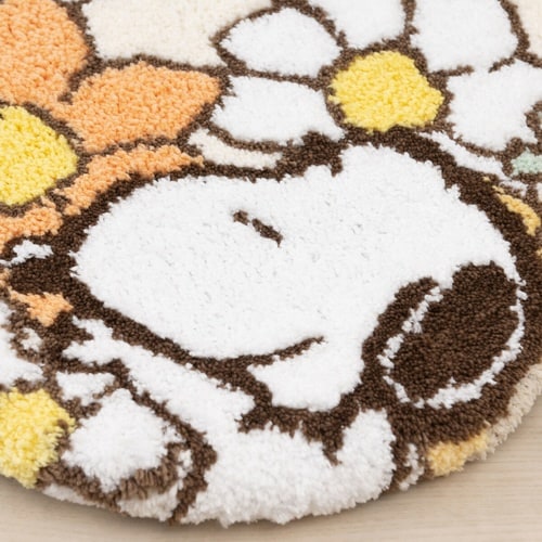 スヌーピー 花いっぱい トイレふたカバー オレンジ