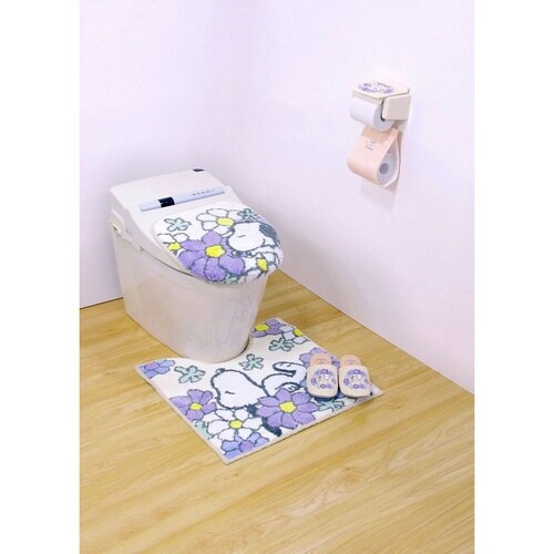 スヌーピー 花いっぱい トイレマット ブルー