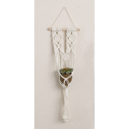 鉢カバー マクラメ アイボリー