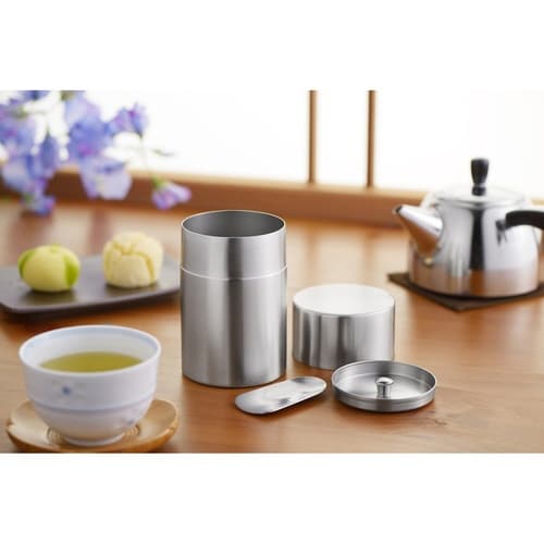 茶筒 400ml 郷技 ステンレス茶筒 茶箕付き