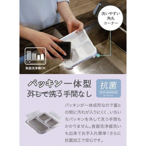 弁当箱 薄型弁当箱 抗菌フードマン500 パープル