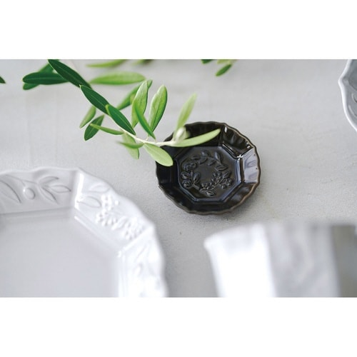 プレート 7.5cm S オリーヴ 陶器 黒