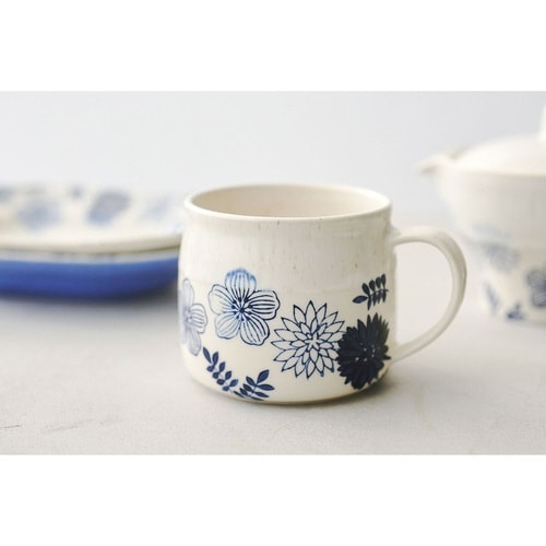 マグカップ 400ml ガーデン 陶器 白