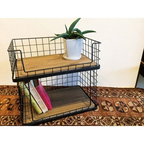 バスケット スタッキングワイヤー収納 浅型