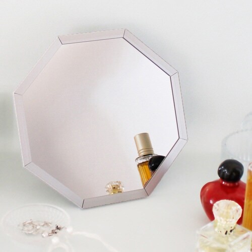 スタンド&ウォールミラー 八角形ミラー シルバー