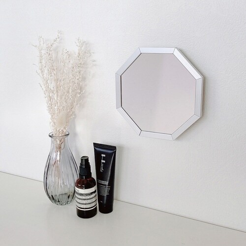 スタンド&ウォールミラー 八角形ミラー シルバー